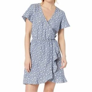 J. Crew Denim Cotton Chambray Floral Wrap Dress XXL